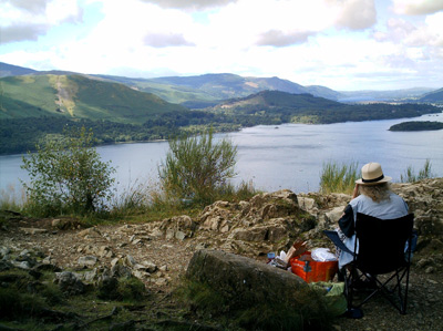 Keith Allison sitting by a lake in the Lake District, UK, 2005